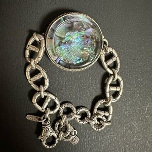 Sarda sterling silver bracelet with abalone with and sea turtles.